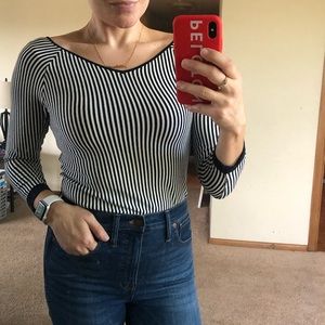 NWOT Ann Taylor Navy/White Striped Light Sweater